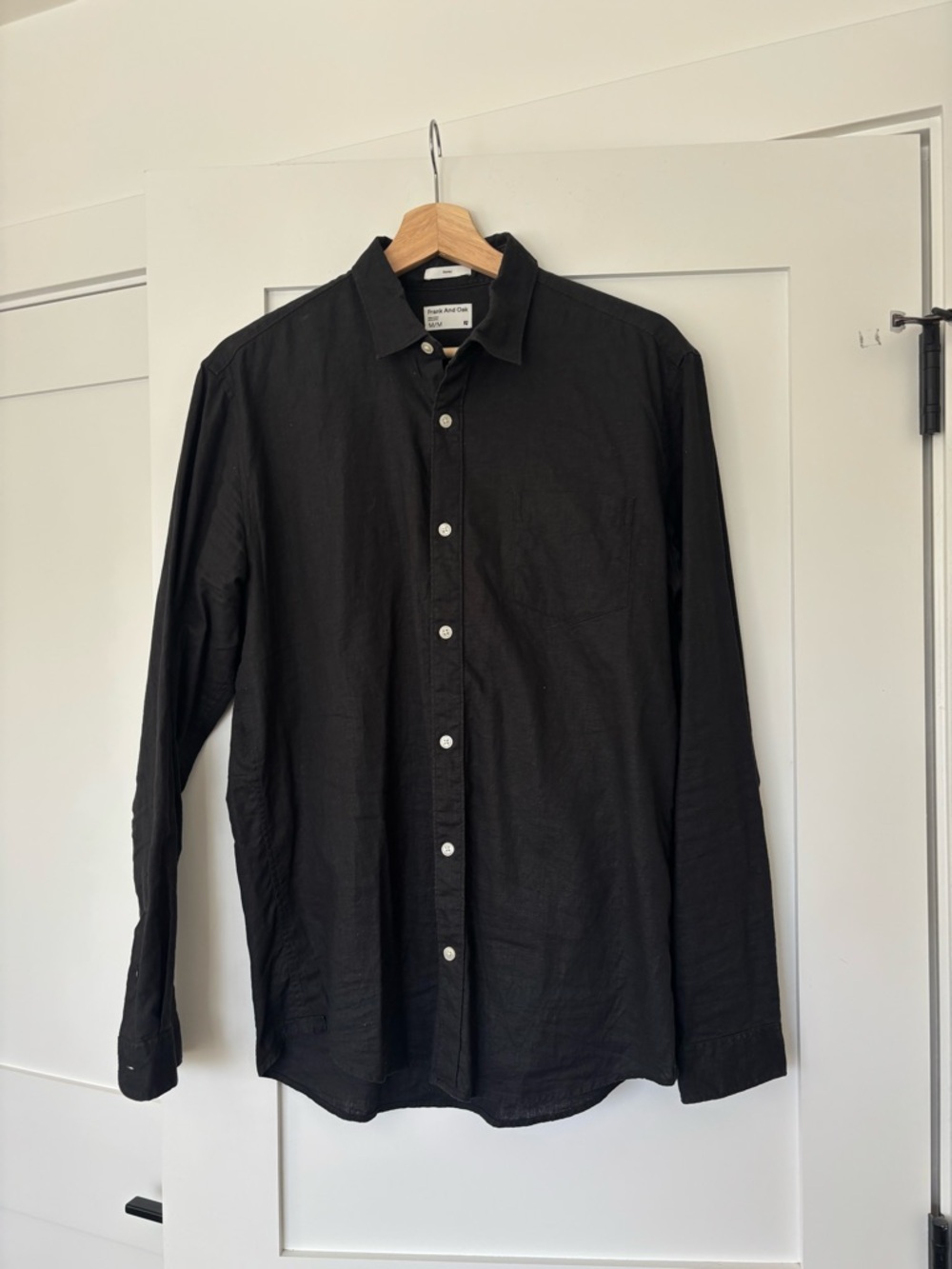 Men’s Frank & Oak Stanley Black Long-Sleeve Button-Up Shirt